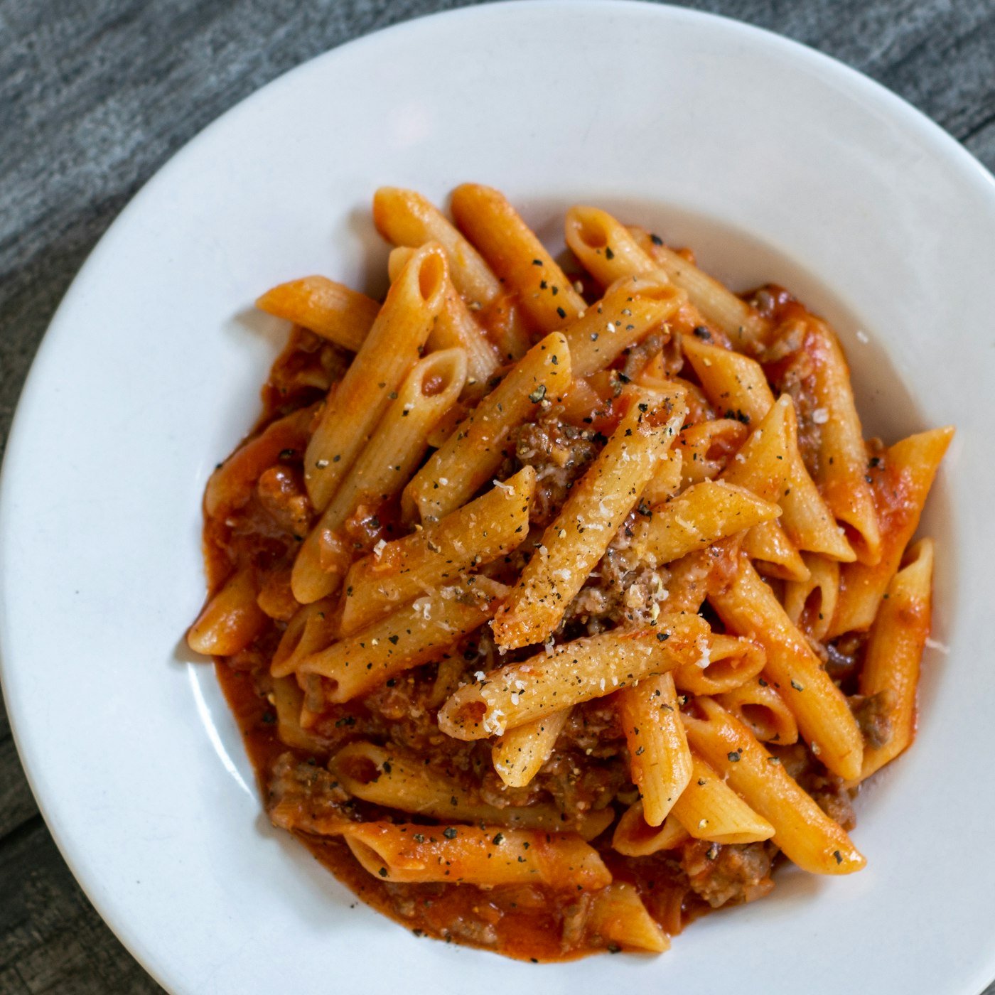 Seafood pasta on a plate